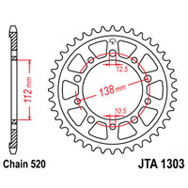 JT JT Rear Sprockets R/W 1303-44 Alloy